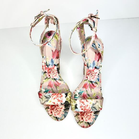 ALDO Miyaa Floral Strappy Sandals Block Heel Ankle Tie Multicolor Women's - Picture 3 of 5